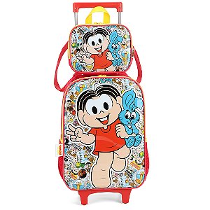 Kit Mochila Rodinhas Lancheira Luxcel Turma da Mônica