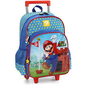 Mochila de Rodinhas Sem Alça Luxcel Super Mario Azul