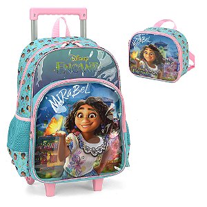 Kit Mochila de Rodinhas Lancheira Luxcel Encanto Verde