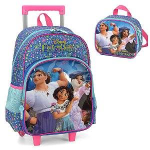 Kit Mochila de Rodinhas Lancheira Luxcel Encanto Roxo