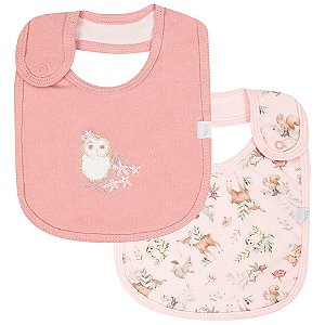 Kit Com 2 Babadores Hug Floresta Magia Rosa