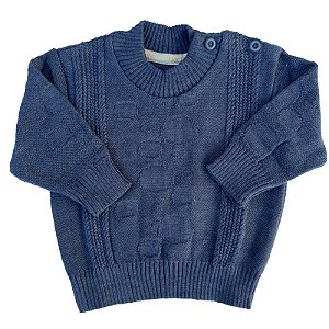 Blusa de Tricô Bernardo Tramas Azul Mescla