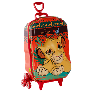 Mochila de Rodinhas 3D Maxtoy Rei Leão Vermelho