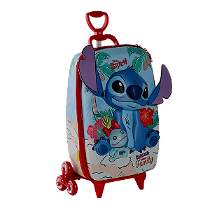 Mochila de Rodinhas 3D Maxtoy Stitch Praia Vermelho