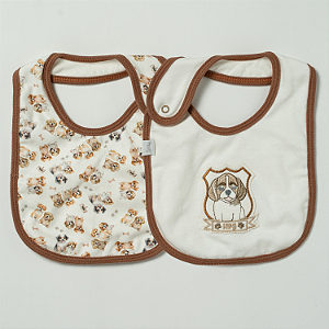 Kit Com 2 Babadores Hug Doguinhos Marrom Café
