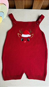 Jardineira Romper Natal Rena Vermelho
