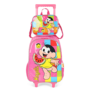 Kit Mochila Rodinhas e Lancheira Luxcel Turma da Mônica Rosa