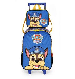 Kit Mochila Rodinhas e Lancheira Luxcel Patrulha Canina Azul