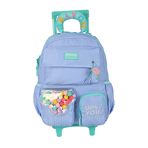 Mochila de Rodinhas Sem Alça Luxcel Up4You Pompom Lilás