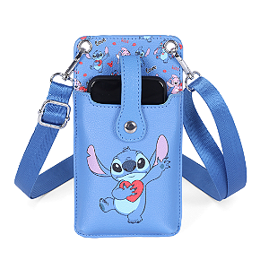 Bolsa de Passeio Luxcel Porta Celular Sintética Stitch Azul
