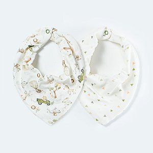 Kit Com 2 Babadores Hug Bandana Big Friends Verde Floresta