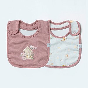 Kit Com 2 Babadores Hug Lovely Day Rosa Antigo