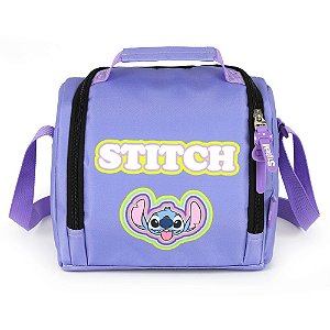 Lancheira Escolar Luxcel Stitch Quadriculada Lilás