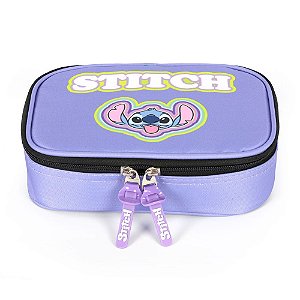 Estojo Box 100 Pens Luxcel Stitch Quadriculado Lilás