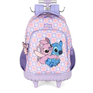 Mochila de Rodinhas Com Alça Luxcel Stitch Lilás