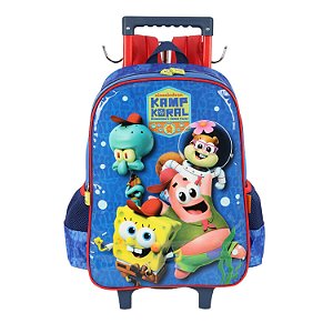 Mochila de Rodinha Com Alça Luxcel Bob Esponja Azul