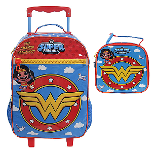 Kit Mochila e Lancheira Dermiwill Mulher Maravilha Colorido