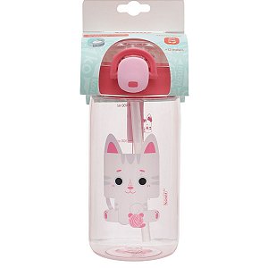 Garrafa Com Canudo Pacific Kouii 460ML Gato Mia Rosa