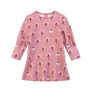 Vestido Manga Comprida Lilica Ripilica Marisol Flores Rosa