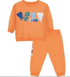 Conjunto Manga LongaTigor T Tigre Estampa Laranja