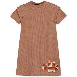 Vestido Manga Curta Lilica Ripilica Marrom Claro