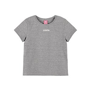 Blusa Manga Curta Lilica Ripilica Lettering Cinza
