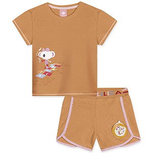 Conjunto Curto Lilica Ripilica Blusa Short Amarelinha Laranja