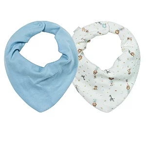Kit Com 2 Babadores Hug Bandana Amigos No Safari Azul