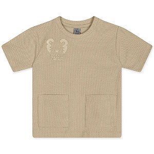 Camiseta Manga Curta Tigor T Tigre Com Bolsos Bege