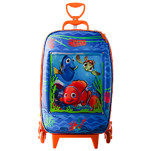 Mochila de Rodinha 3D Maxtoy Procurando Nemo Azul Laranja