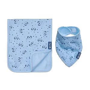 Kit Babador Bandana Pano de Ombro Tigor T Tigre Little Azul