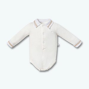 Body Longo Hug Com Gola Rica Bordada Off White