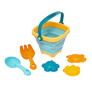 Kit Baldinho de Praia Buba Modelo Retrátil Azul e Amarelo