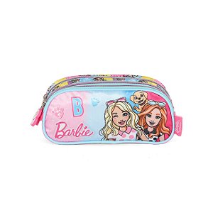 Estojo Escolar Luxcel Barbie Pet e Friend Rosa