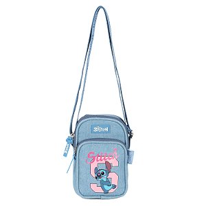 Bolsa de Transversal Luxcel Sintética Stitch Azul Jeans