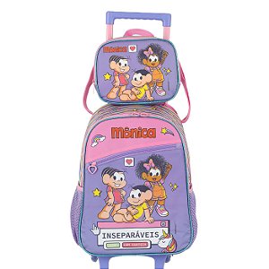 Kit Mochila Rodinha Lancheira Luxcel Turma Da Mônica Roxo