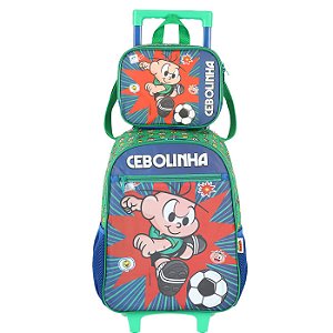 Kit Mochila Lancheira Luxcel Turma da Mônica Cebolinha Verde