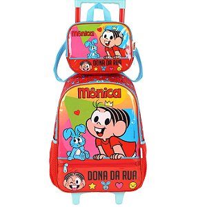 Kit Mochila Lancheira Luxcel Turma da Mônica Dona da Rua