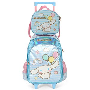 Kit Mochila de Rodinha e Lancheira Luxcel Cinnamoroll Azul