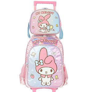 Kit Mochila Rodinha Lancheira Luxcel Com Alça My Melody Rosa