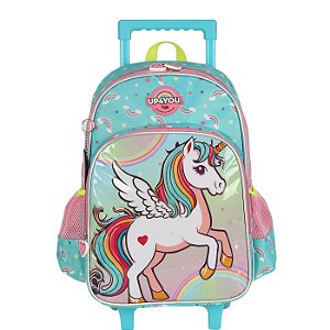 Mochila de Rodinhas Sem Alça Luxcel Up4You Unicórnio Verde