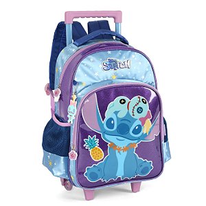Mochila de Rodinhas Luxcel Com Alça Stitch Aloha Violeta