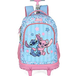 Mochila de Rodinhas Com Alça Luxcel Stitch Angel Abraço Rosa