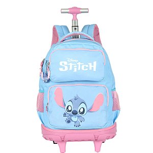 Mochila de Rodinhas Com Alça Luxcel Stitch Baby Azul