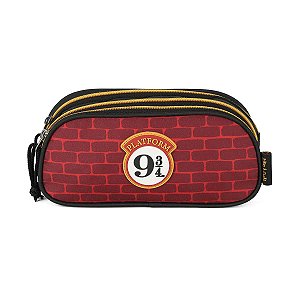 Estojo Escolar Triplo Luxcel Harry Potter Hogwarts Vinho