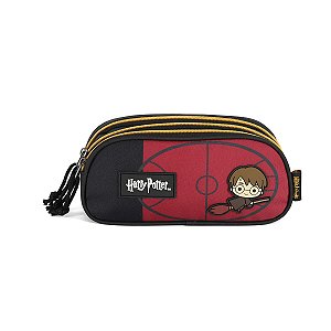 Estojo Escolar Triplo Luxcel Harry Potter Hogwarts Preto