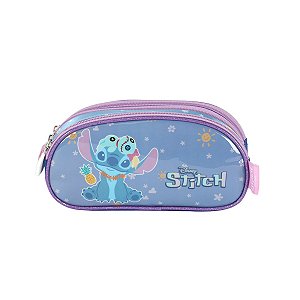 Estojo Escolar Triplo Luxcel Stitch Aloha Violeta