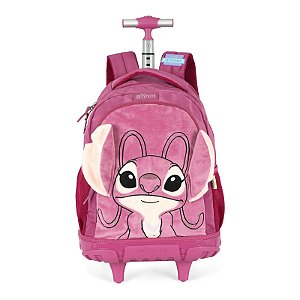 Mochila de Rodinhas Com Alça Luxcel Stitch Angel Pelúcia Roxo