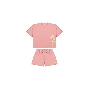 Conjunto Curto Lilica Ripilica Blusa e Short Fun Kids Rosa
