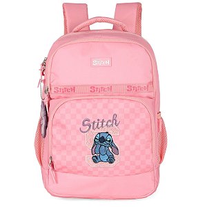 Mochila de Costas Luxcel Stitch Quadriculado Rosa